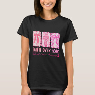 Camiseta Fé sobre medo Xadrez de coquete Cancer de mama Arc