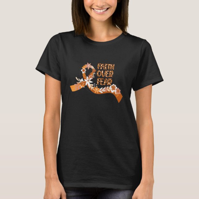 Camiseta Fé Sobre o Guerreiro de Leucemia Leopard Conscient (Frente)