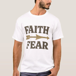 Camiseta Fé Sobre o Medo Cristão Dourado Vintage Brilho