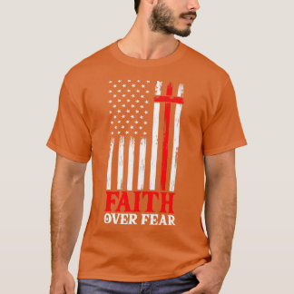 Camiseta Fé sobre o medo da bandeira cristã Legal