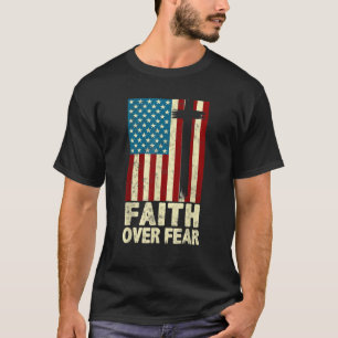 Camiseta Fé sobre o medo da Legal bandeira da Cruz Cristã d