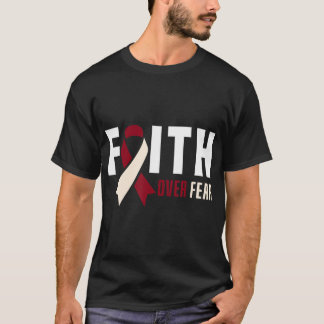 Camiseta Fé sobre o medo de Deus garganta a cabeça e o Canc