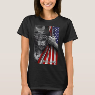 Camiseta Fé sobre o medo de Deus Jesus Christian Flag Engra