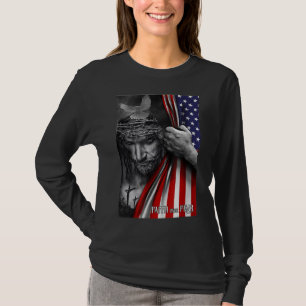 Camiseta Fé sobre o medo de Deus Jesus Christian Flag Engra