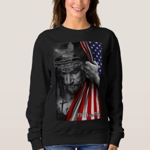 Camiseta Fé sobre o medo de Deus Jesus Christian Flag Engra