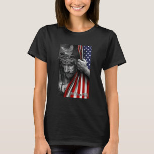 Camiseta Fé sobre o Medo de Jesus Cristo Patriótico da Band