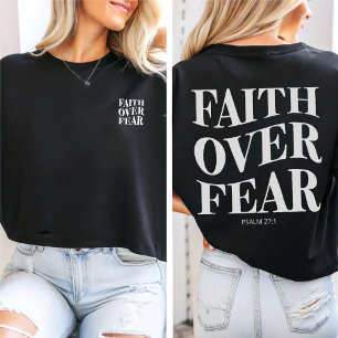 Camiseta Fé sobre o medo Salmo 27:1 Estética Cristã