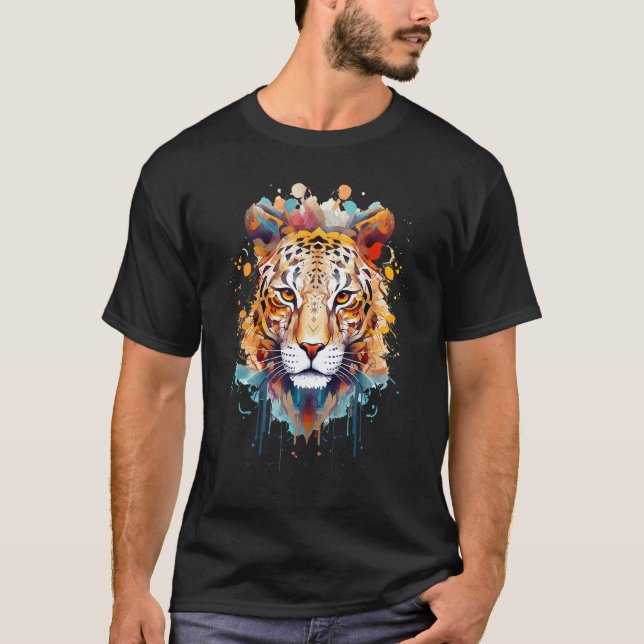 Camiseta Fearless Jaguar Face Big Cat Lover Print Art Graph (Frente)