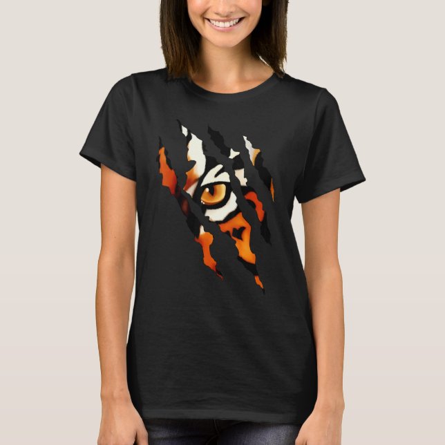 Camiseta Fearless Tiger Cat Eye Claw Silhouette (Frente)