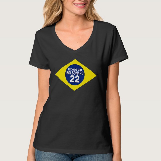 Camiseta Fechado Com Bolsonaro 2022 Bandeira do Brasil (Frente)
