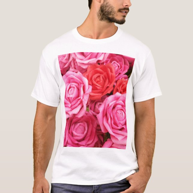 Camiseta Fechamento artificial do fundo da Rosa vermelha (Frente)