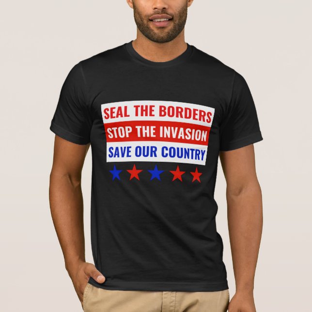 CAMISETA FECHAR AS FRONTEIRAS, PARAR A INVASÃO... (Frente)