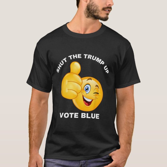 Camiseta Feche A Boca Votar Azul Reeleger Biden Preside (Frente)