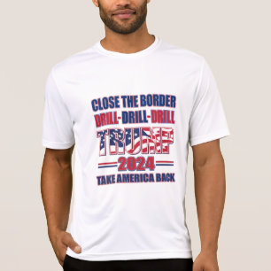 Camiseta Feche a trump de Drill de Drill de Drill de Borda 