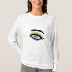 Camiseta Feche acima de um olho verde