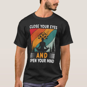 Camiseta Feche os Olhos e Abra a Mente Ioga Vintage