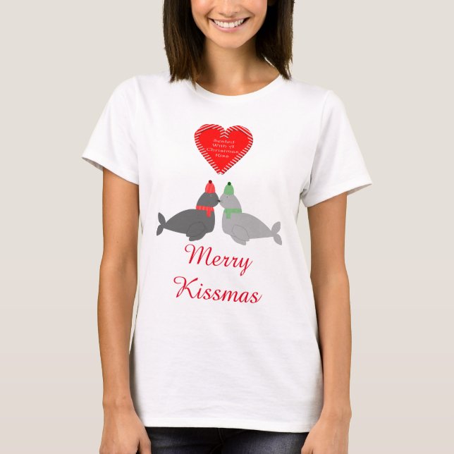 Camiseta Fechos de Beijo de Natal bonitos personalizados (Frente)