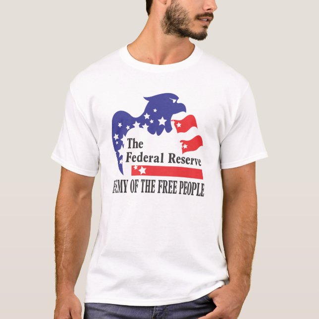 CAMISETA FEDERAL RESERVE - INIMIGO DAS PESSOAS LIVRES (Frente)
