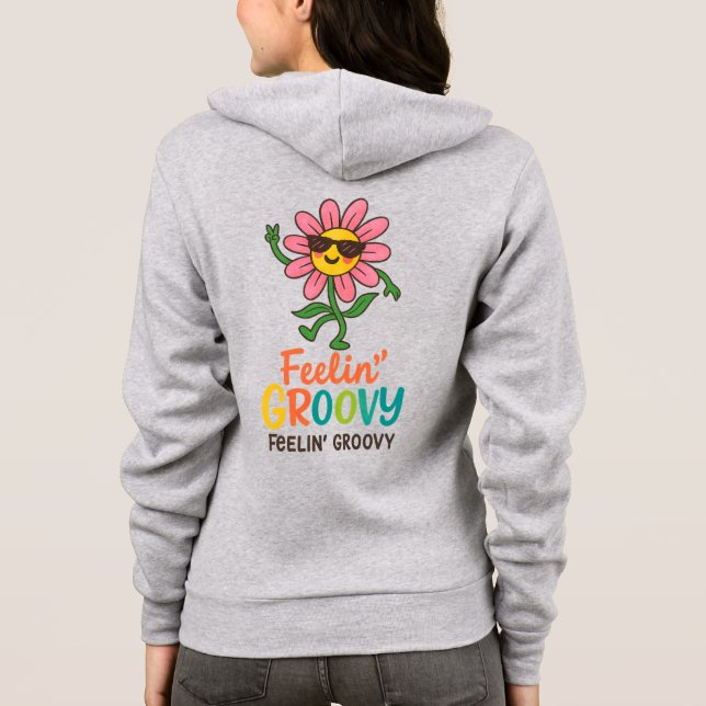 Camiseta Feelin’ Groovy Retro Flower Cartoon Design (Verso)