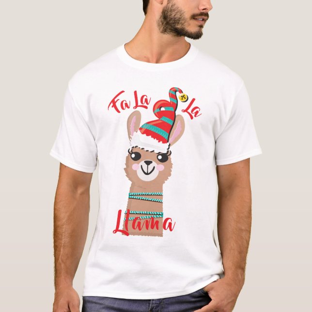 Camiseta feia de blusa de natal Fa la llama (Frente)