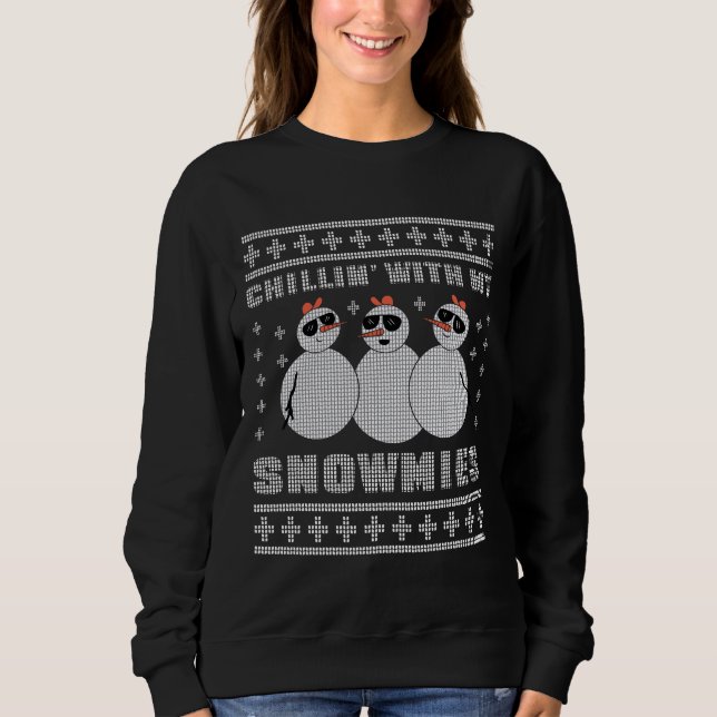 Camiseta Feia de Natal Chillin With My Snowmies Qu (Frente)