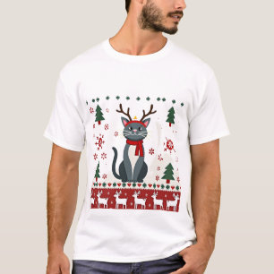Camiseta Feia de Natal Gato Rena