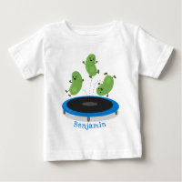 Feijão verde-grão-branco em cartoon trampoline