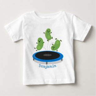 Camiseta Feijão verde-grão-branco em cartoon trampoline
