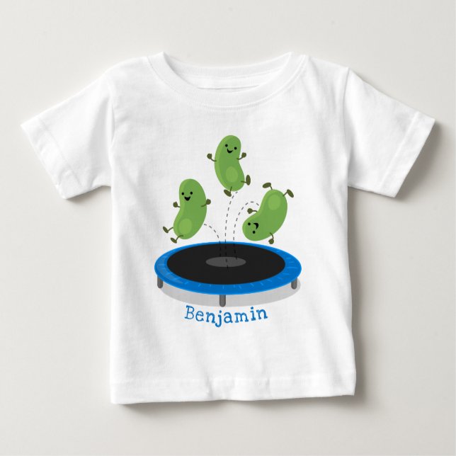 Camiseta Feijão verde-grão-branco em cartoon trampoline (Frente)