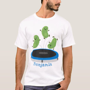 Camiseta Feijão verde-grão-branco em cartoon trampoline