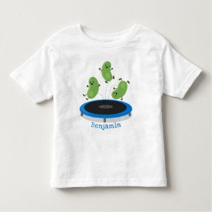 Camiseta Feijão verde-grão-branco em cartoon trampoline