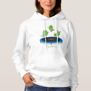 Camiseta Feijão verde-grão-branco em cartoon trampoline