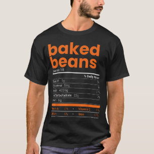 Camiseta Feijões cozidos Fatos de Nutrição Comida de Ação d