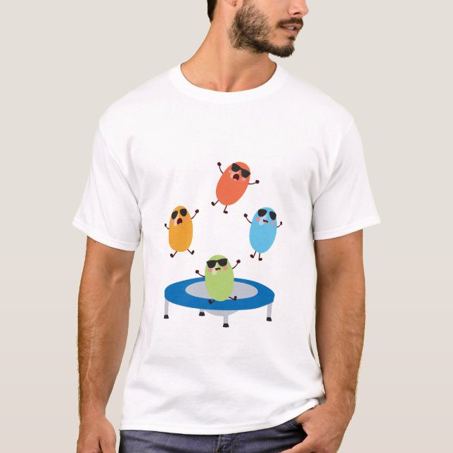 Camiseta Feijões Doces Bonitos Vestindo Óculos de sol (Frente)