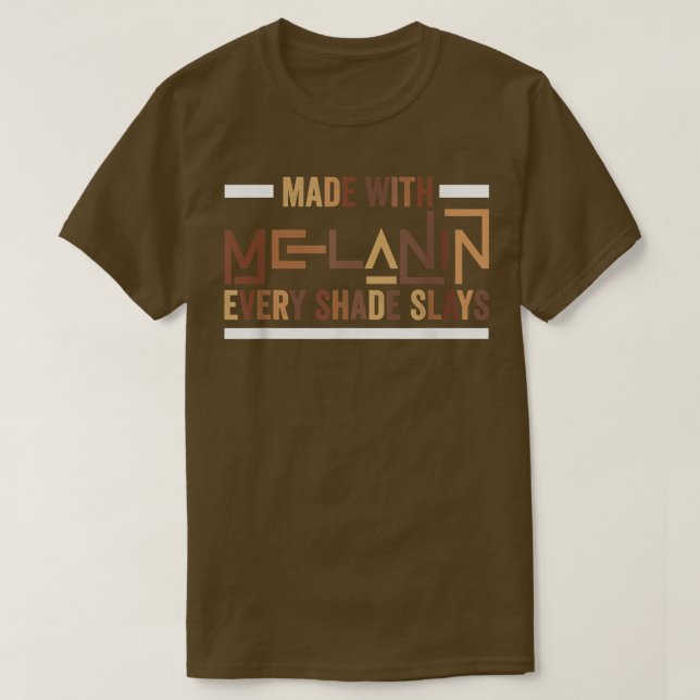 Camiseta Feita Com Melanin Pride Racial EQUIPE (Frente do Design)