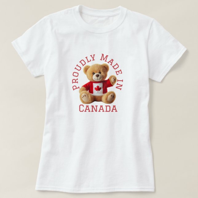 Camiseta Feita com orgulho no Canadá com Urso de Teddy (Frente do Design)