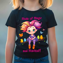 Camiseta Feita de Magia e Mal-intensa Rainbow Pixie e Aves
