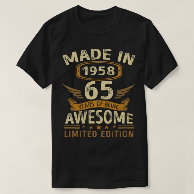 Camiseta Feita Em 1958, 65 Anos De Design Incrível Para (Frente do Design)