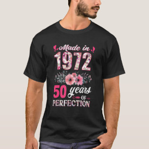 Camiseta Feita Em 1972, Floral 50 Anos, 50 Anos, 50 Anos, N