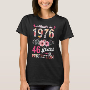 Camiseta Feita Em 1976, Floral, 46 Anos, 46 Anos