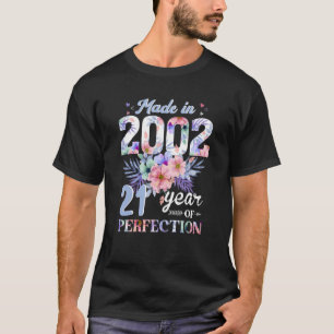 Camiseta Feita Em 2002 Com aniversário de 21 anos Floral De