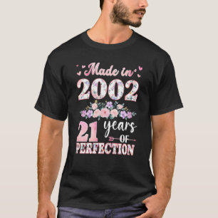 Camiseta Feita Em 2002 Com aniversário de 21 anos Floral De