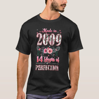 Camiseta Feita Em 2009 Para Aniversário De 14 Floral De 14 