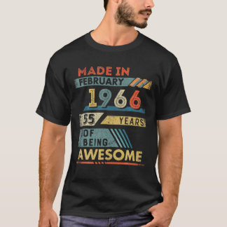 Camiseta Feita Em Fevereiro De 1966 55 Anos 55 Anos