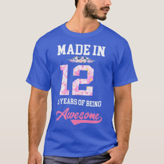Camiseta Feita Em Floral 12 Anos De Ser Um 11 Birt Incrível