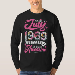 Camiseta Feita Em Julho De 1969 Com 53 Anos De Idade Floral