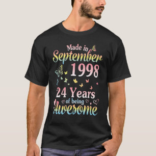 Camiseta Feita Em Setembro De 1998 Feliz 24 Anos De Ser Inc