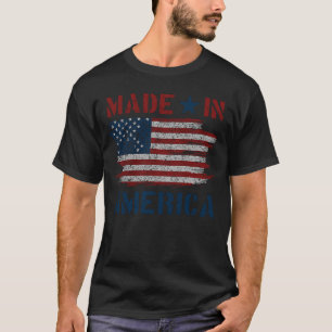 Camiseta Feita Na América Com Bandeira Dos EUA Para A Indep