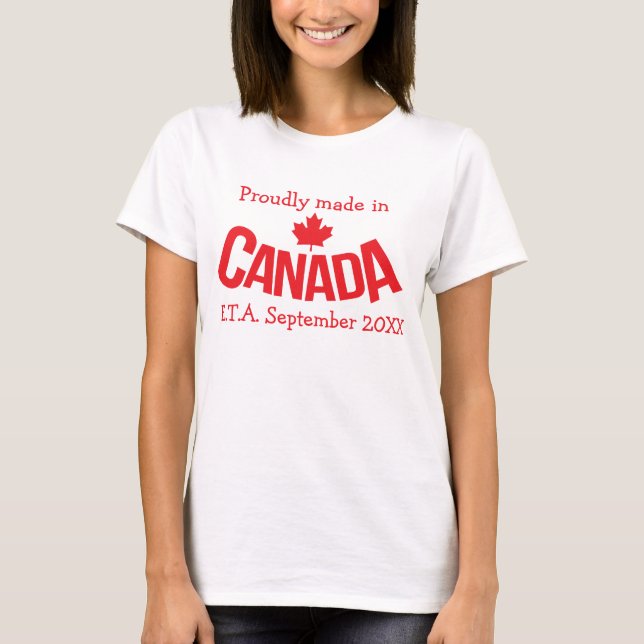 Camiseta Feita no Canadá com bandeira de maternidade da E.T (Frente)