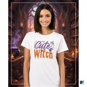 Camiseta Feiticeira Bela Negra e Branca no Dia das Bruxas